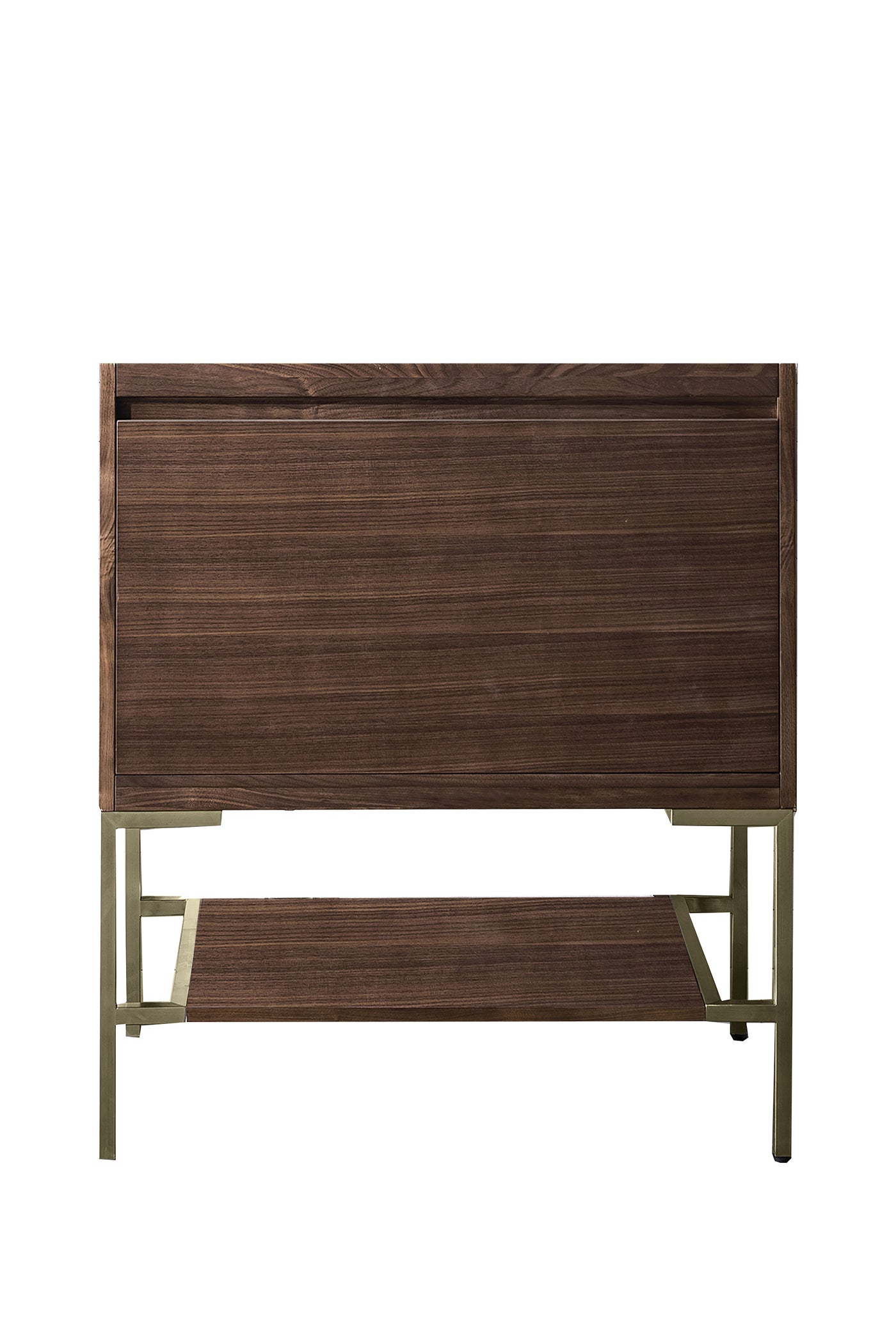 James Martin Mantova 31.5" Single Bathroom Vanity, Mid-Century Walnut with Select Your Top (Champagne Brass) countertop