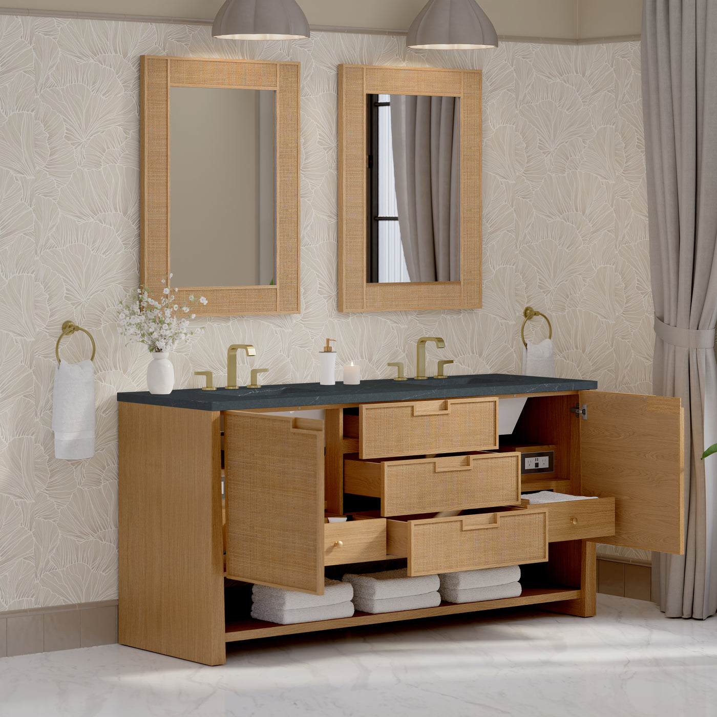 James Martin Solene 72" Double Bathroom Vanity, Seaside Oak, view 40