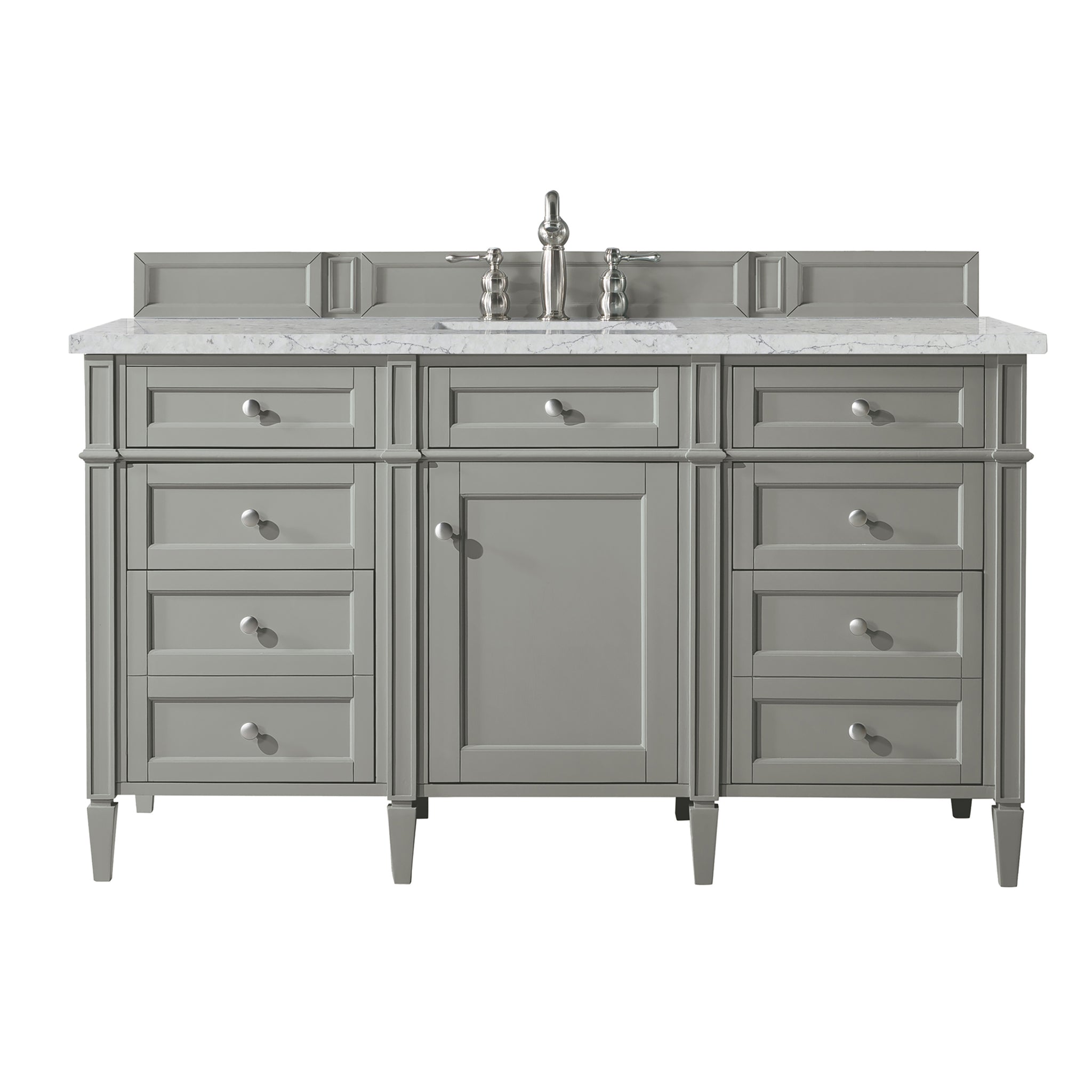 James Martin Brittany 60" Single Bathroom Vanity, Urban Gray with Eternal Jasmine Pearl countertop