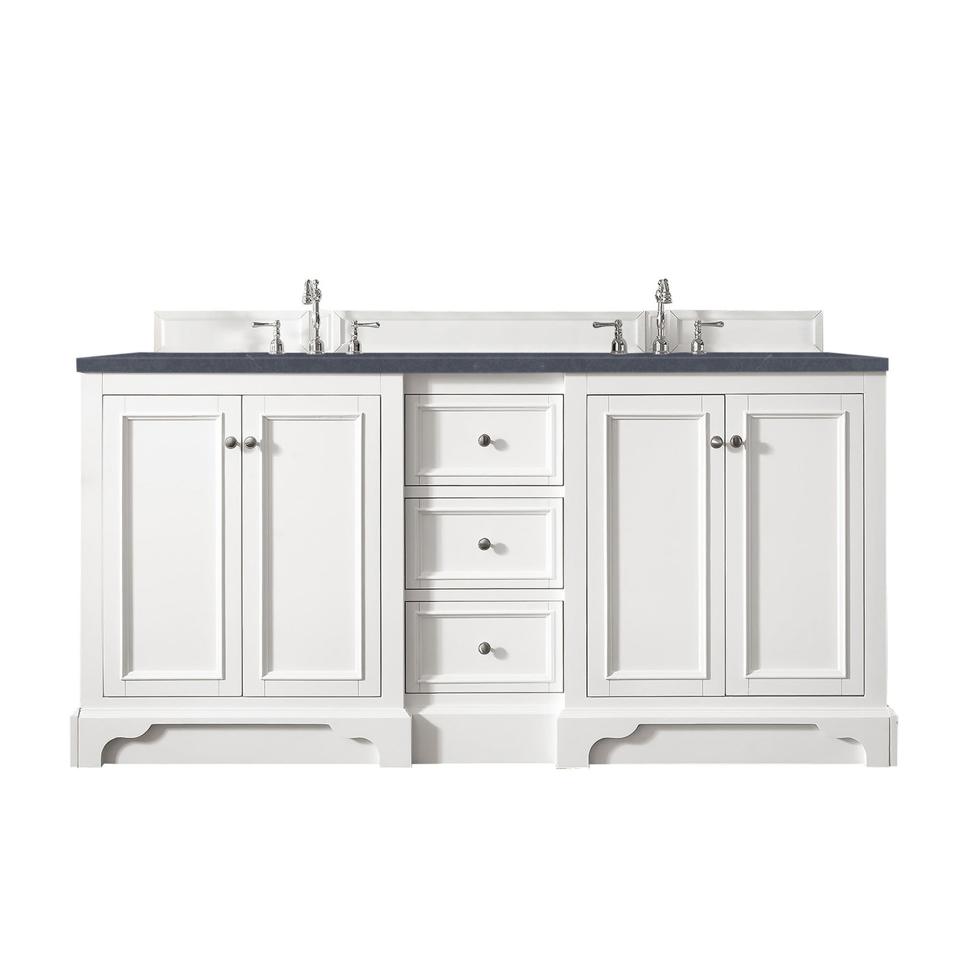 James Martin De Soto 72" Double Bathroom Vanity, Bright White with Charcoal Soapstone countertop