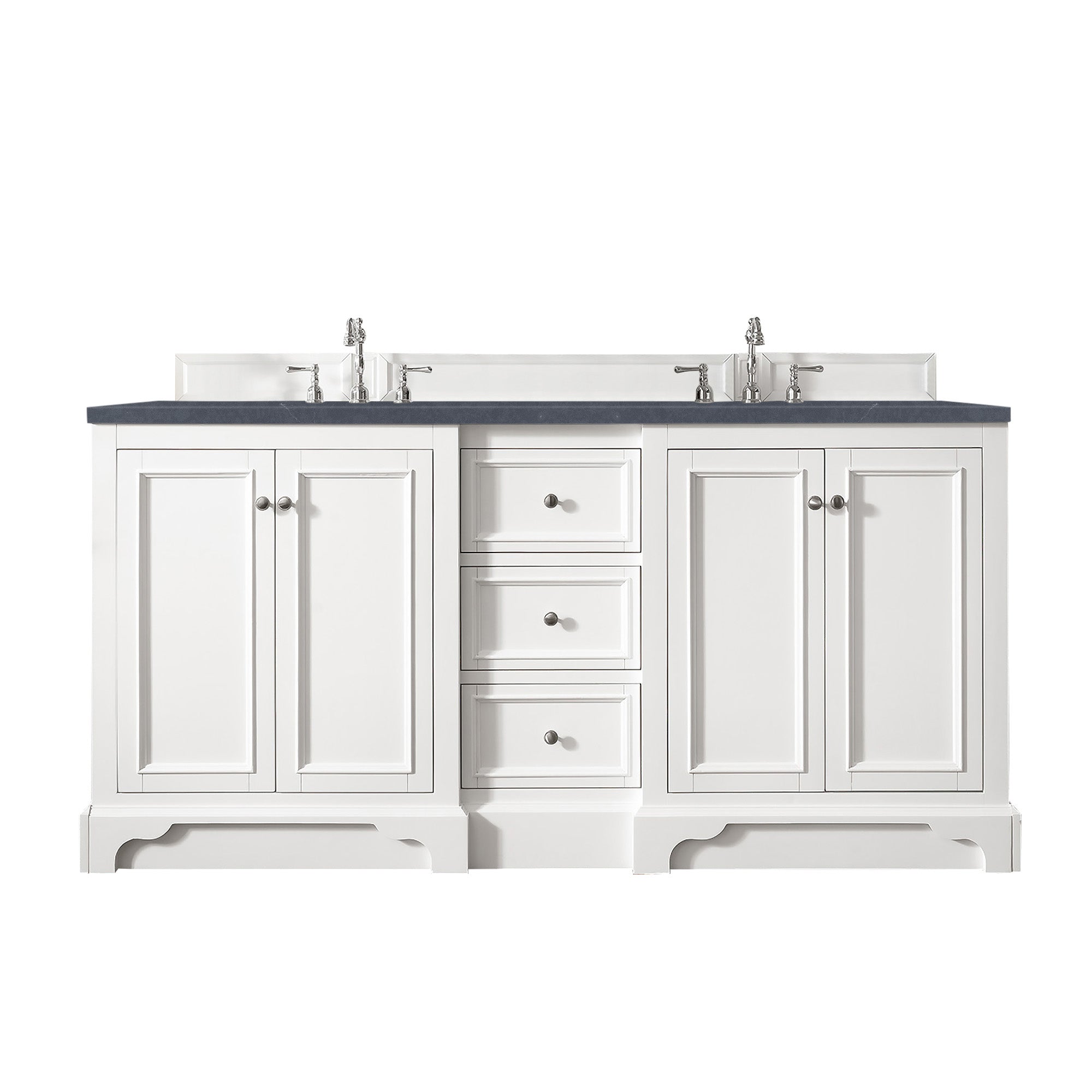 James Martin De Soto 72" Double Bathroom Vanity, Bright White with Charcoal Soapstone countertop