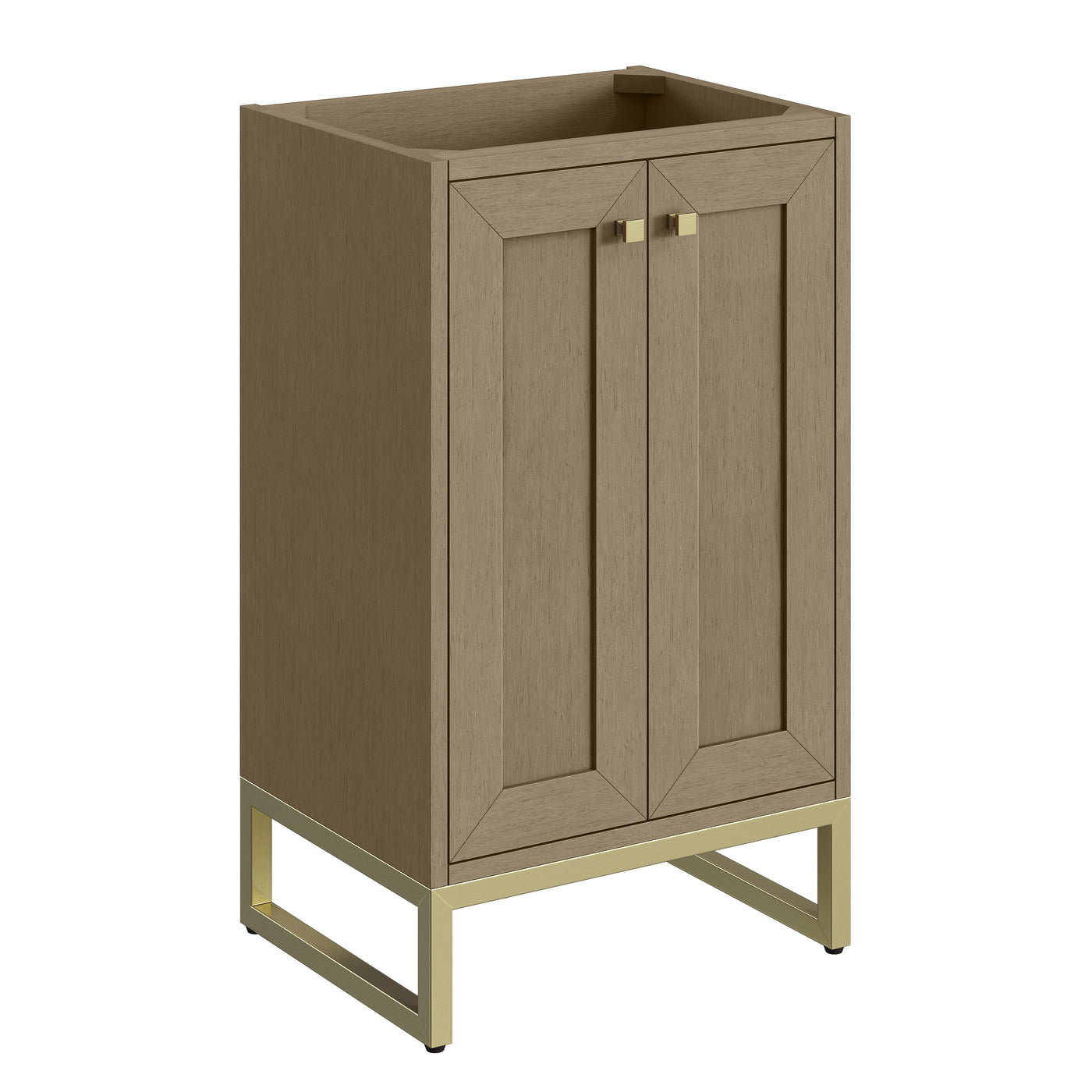 James Martin Chianti 20" Single Bathroom Vanity, Walnut Whisper with Select Your Top (Champagne Brass) countertop