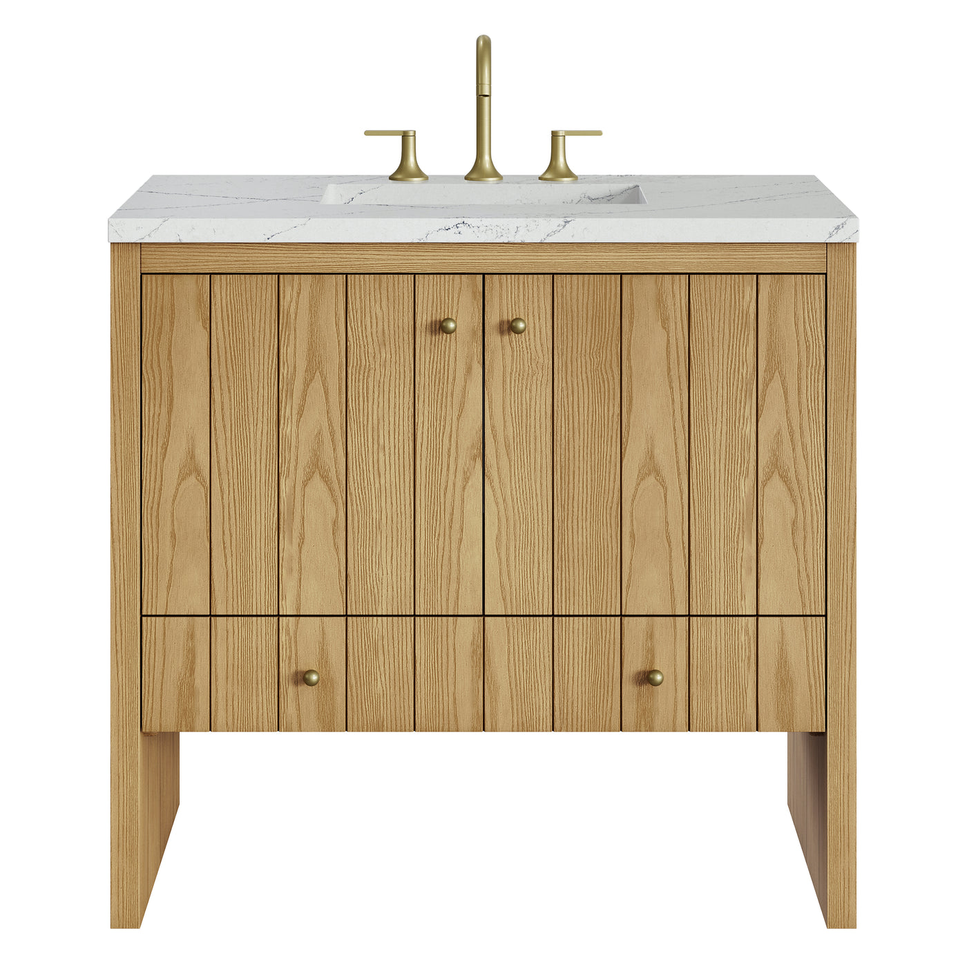 James Martin Hudson 36" Single Bathroom Vanity, Light Natural Oak with Ethereal Noctis countertop