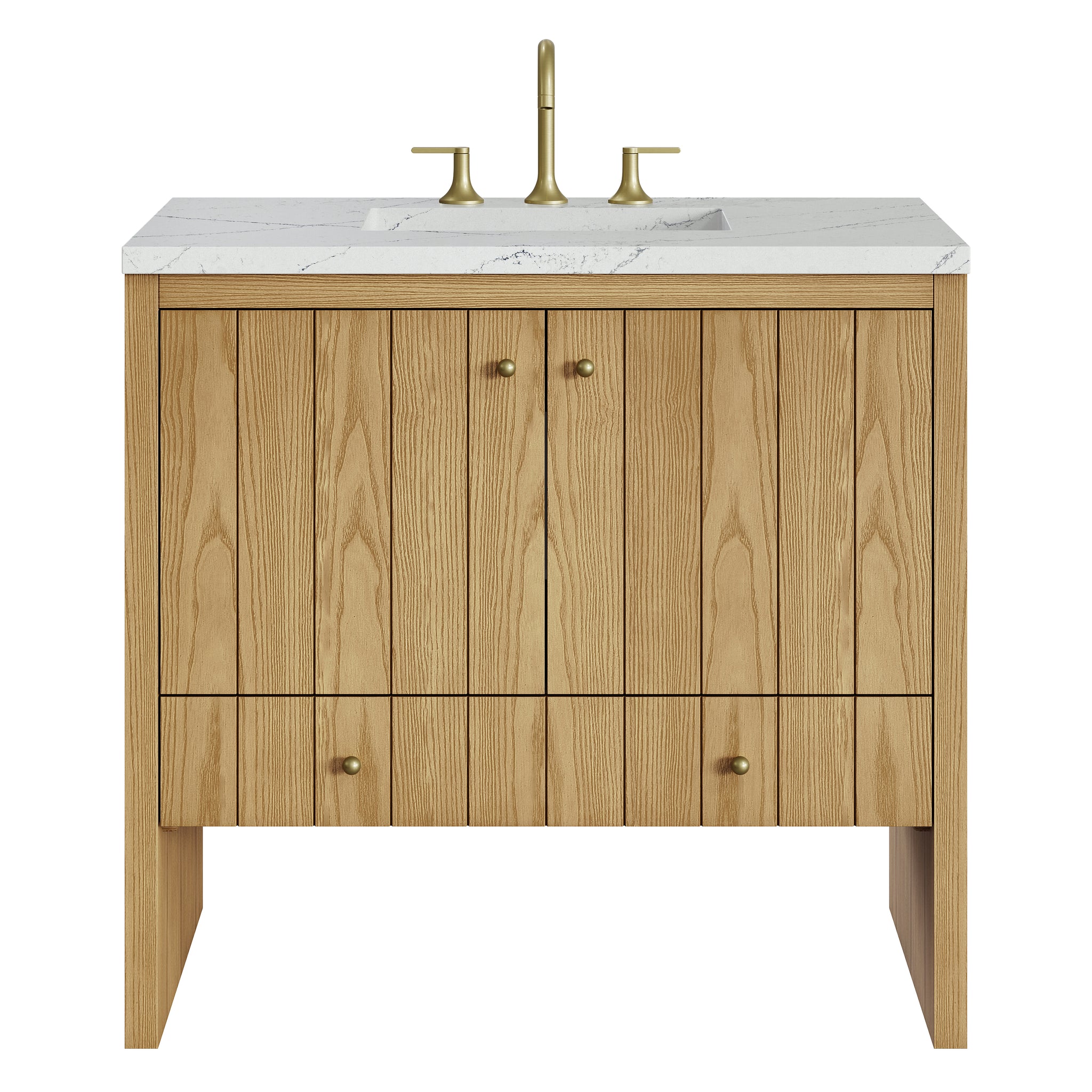 James Martin Hudson 36" Single Bathroom Vanity, Light Natural Oak with Ethereal Noctis countertop