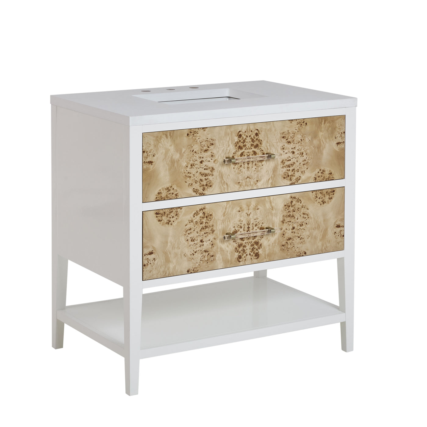 James Martin Olena 36" Single Bathroom Vanity, Polished White and Light Mappa Burl, view 22