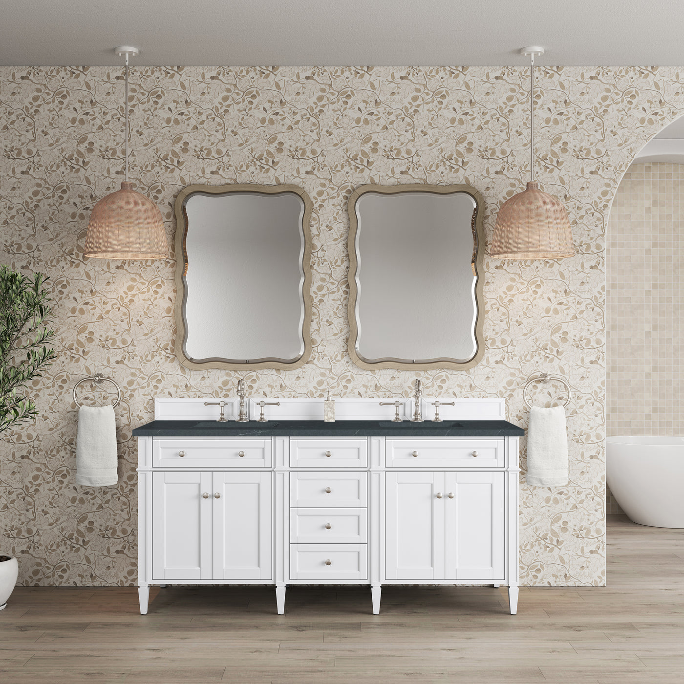 James Martin Brittany 72" Double Bathroom Vanity, Bright White, view 32