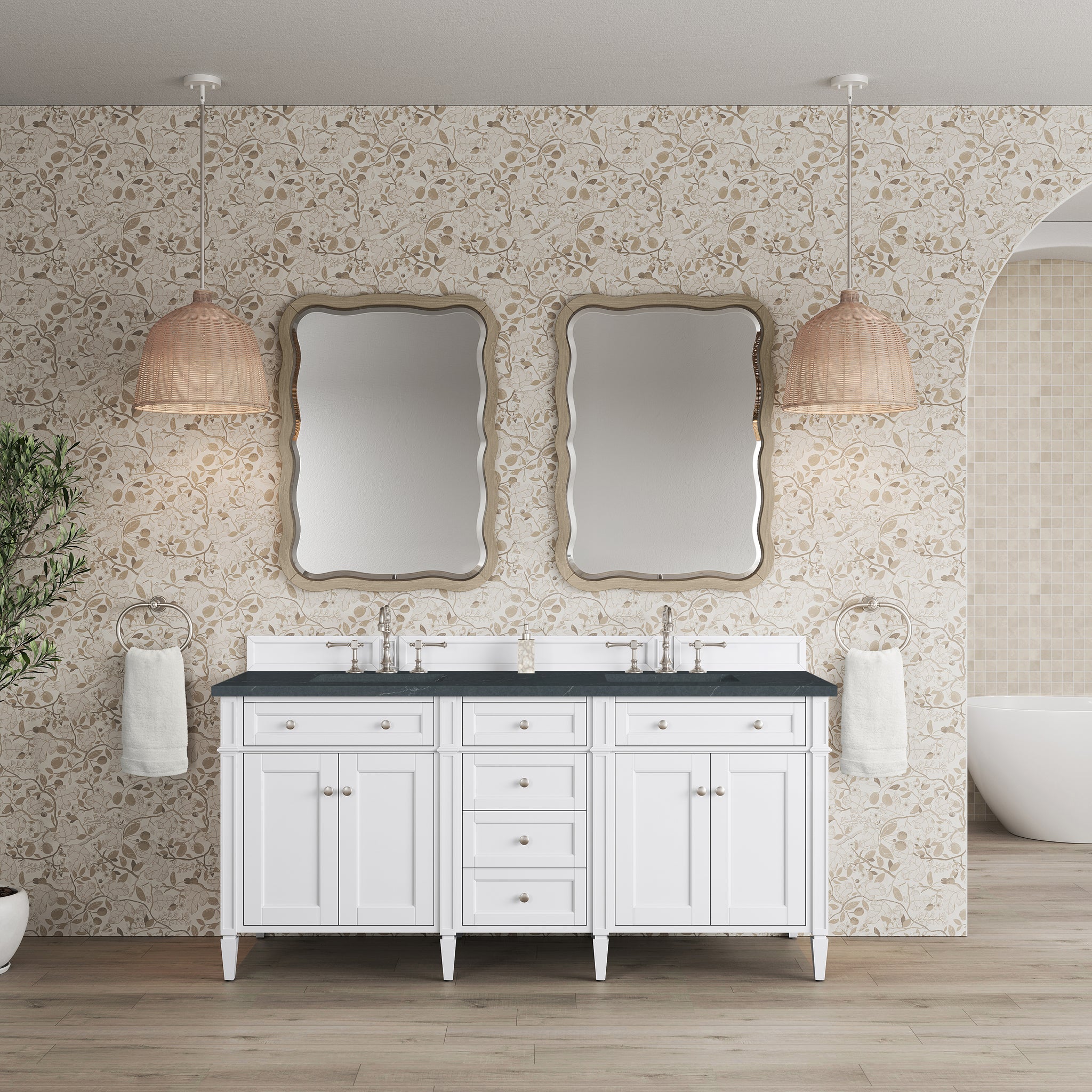 James Martin Brittany 72" Double Bathroom Vanity, Bright White, view 32