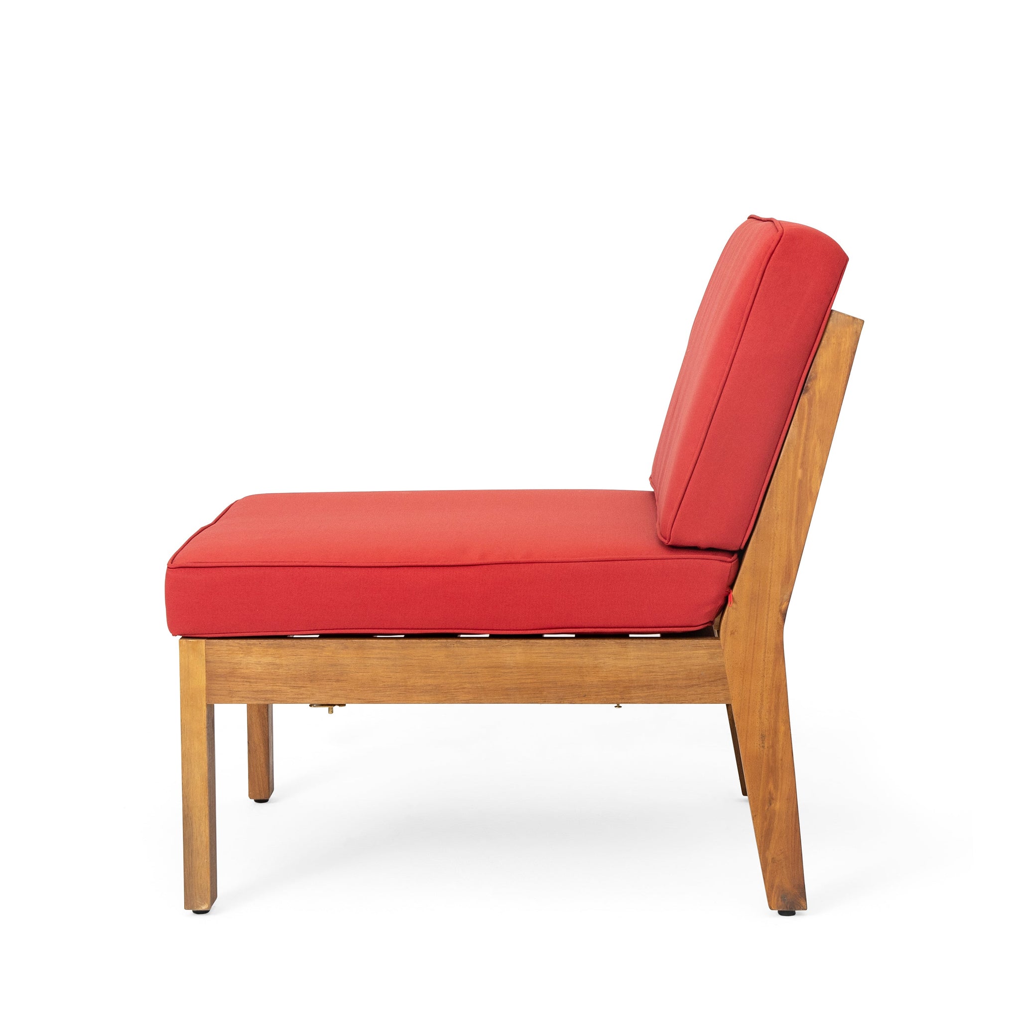 Grenada 8 Seater Acacia Wood Sectional Sofa Set, Teak + Red by HouseOfZazla
