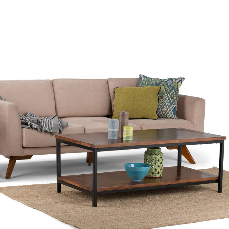 Skyler 48 Inch Wide Solid Mango Wood Coffee Table in Dark by HouseOfZazla