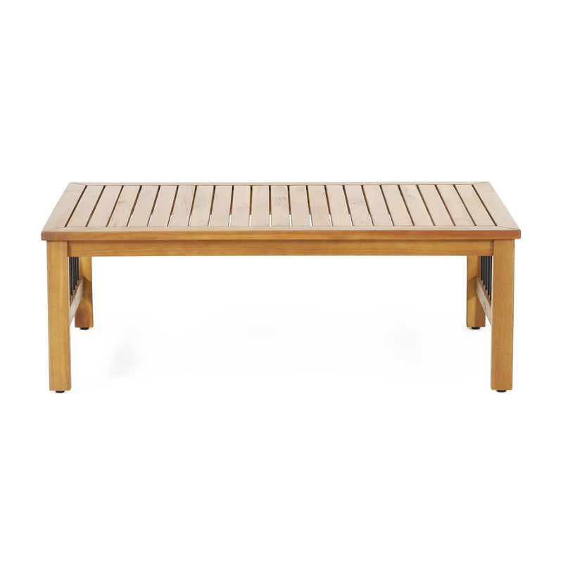 Outdoor Acacia Wood and Iron Loveseat and Coffee Table Set with Cushions, Teak by HouseOfZazla
