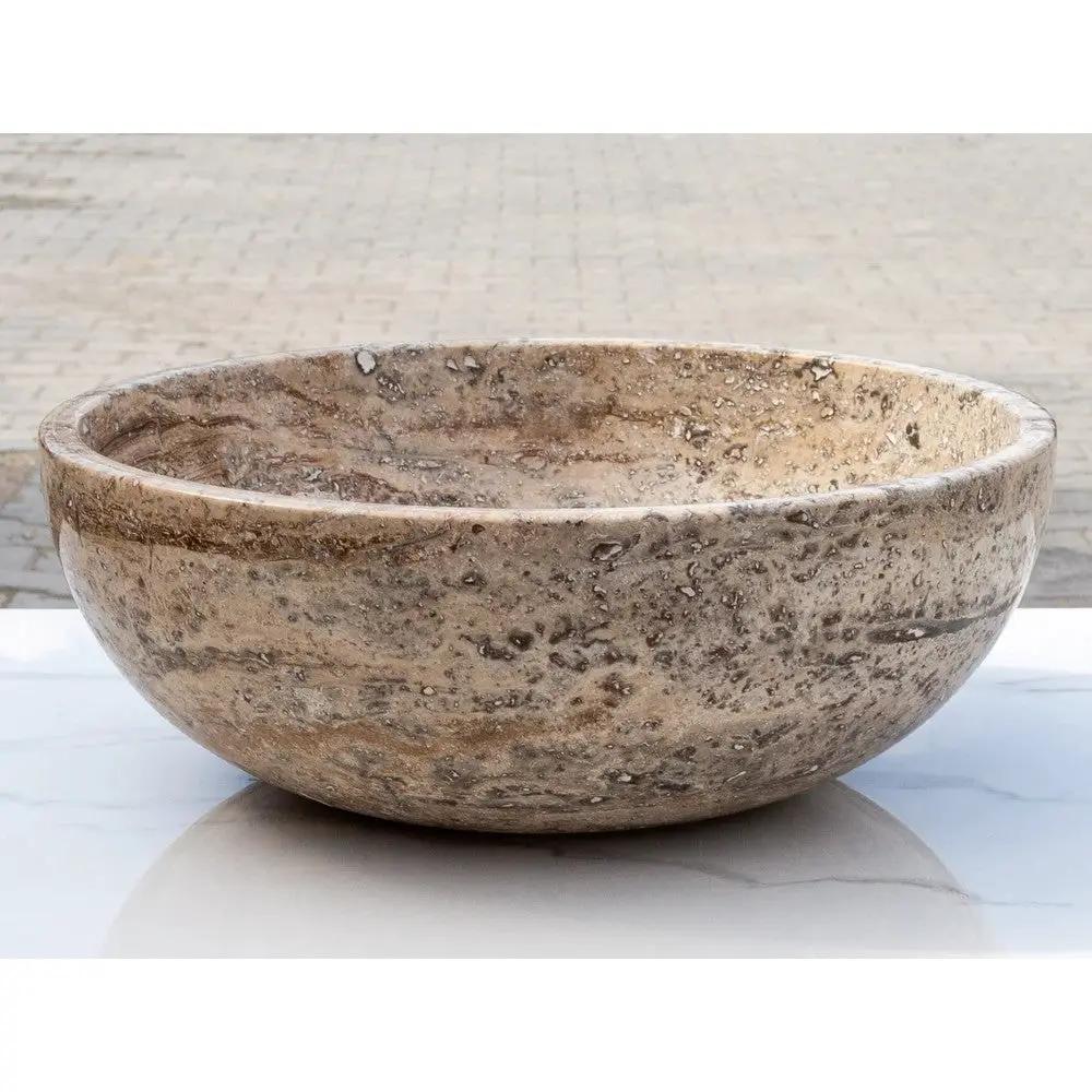 Valencia Beige Travertine Vessel Sink Filled Polished 16 x 6 by GobekDesign
