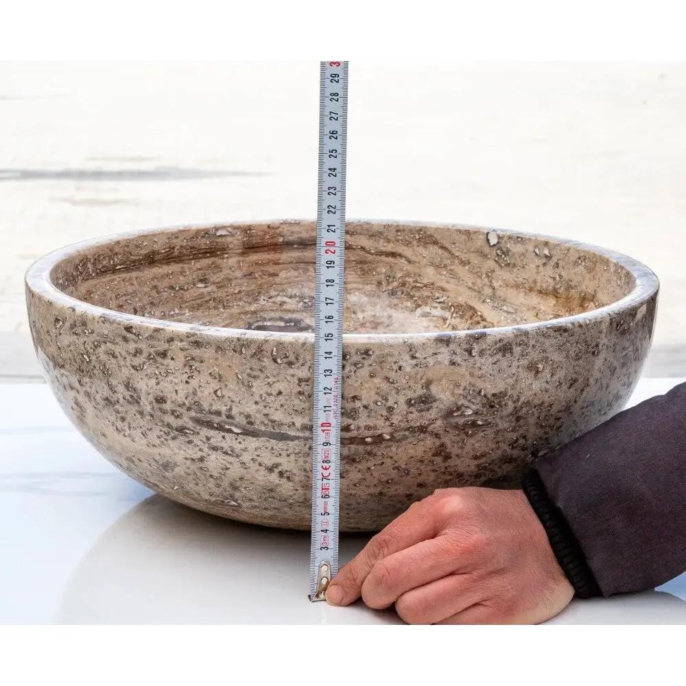 Valencia Beige Travertine Vessel Sink Filled Polished 16 x 6 by GobekDesign