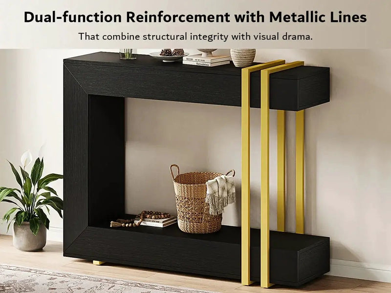 Valnase Modern 2-Tier Entry Entrance Table with Storage, Narrow Long Sofa Table Behind Couch.42.5 Inch L Console Table for Entyrway by House Of Avana