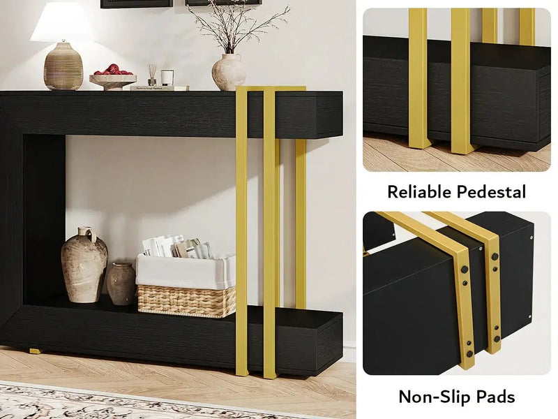 Valnase Modern 2-Tier Entry Entrance Table with Storage, Narrow Long Sofa Table Behind Couch.42.5 Inch L Console Table for Entyrway by House Of Avana