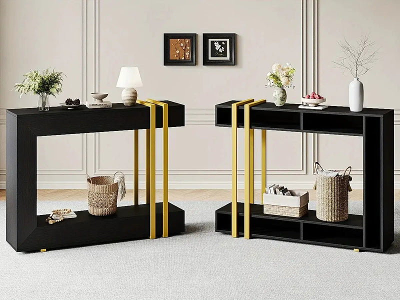 Valnase Modern 2-Tier Entry Entrance Table with Storage, Narrow Long Sofa Table Behind Couch.42.5 Inch L Console Table for Entyrway by House Of Avana