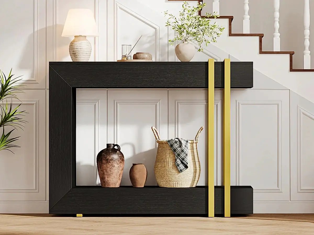 Valnase Modern 2-Tier Entry Entrance Table with Storage, Narrow Long Sofa Table Behind Couch.42.5 Inch L Console Table for Entyrway by House Of Avana