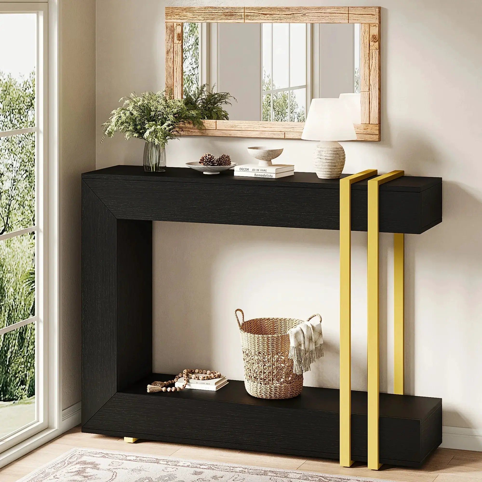 Valnase Modern 2-Tier Entry Entrance Table with Storage, Narrow Long Sofa Table Behind Couch.42.5 Inch L Console Table for Entyrway by House Of Avana