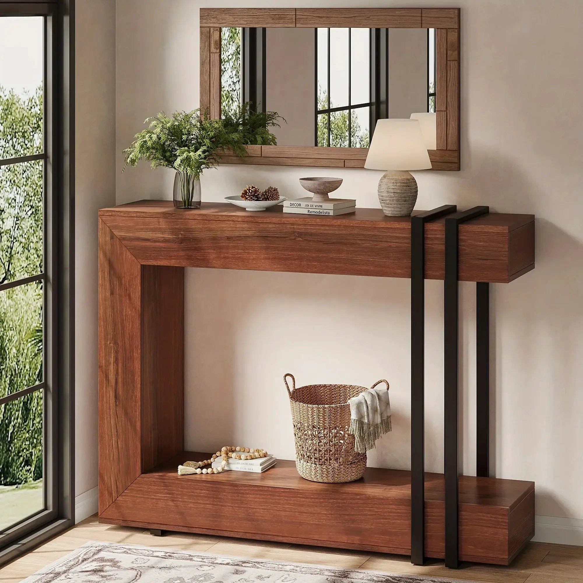 Valnase Modern 2-Tier Entry Entrance Table with Storage, Narrow Long Sofa Table Behind Couch.42.5 Inch L Console Table for Entyrway by House Of Avana