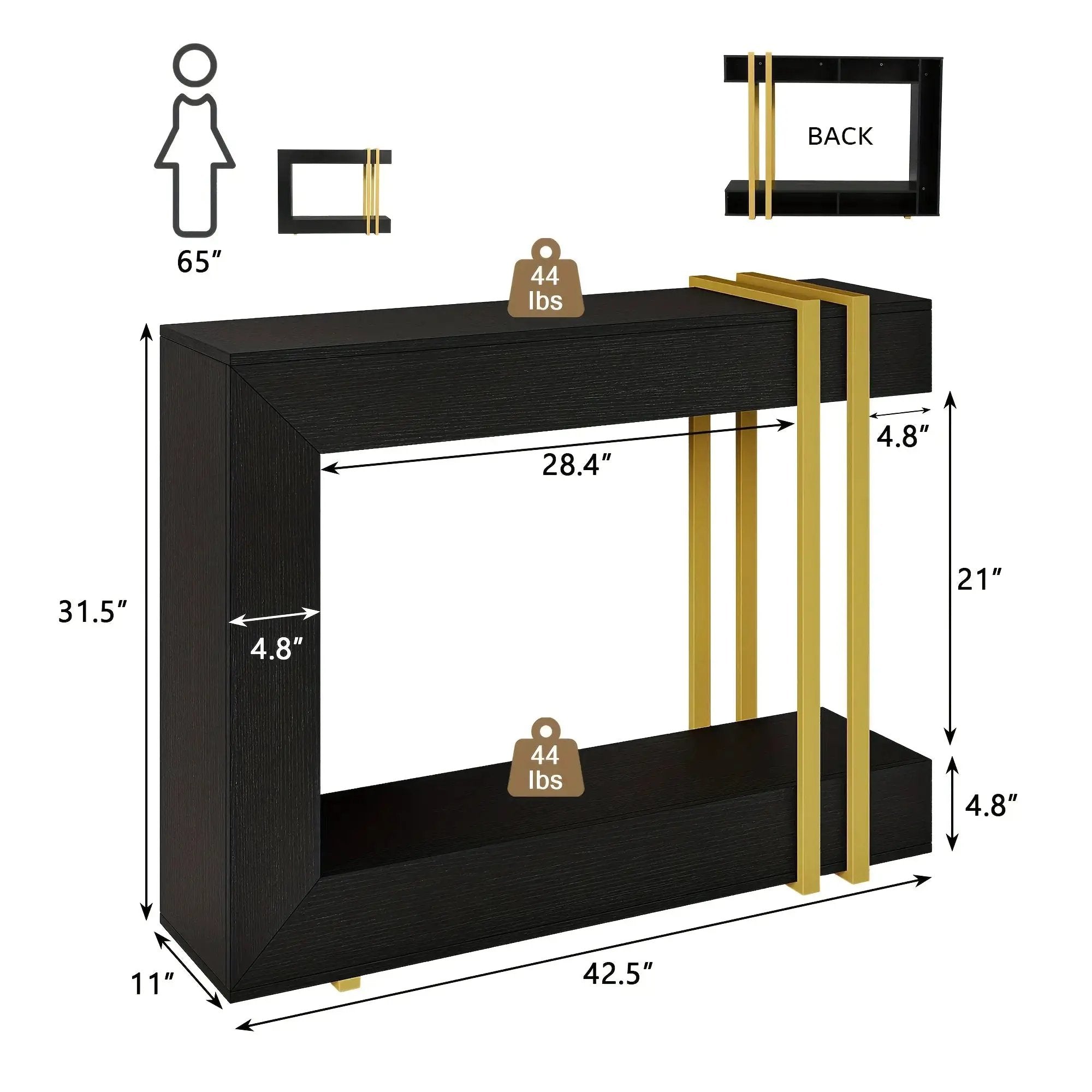 Valnase Modern 2-Tier Entry Entrance Table with Storage, Narrow Long Sofa Table Behind Couch.42.5 Inch L Console Table for Entyrway by House Of Avana