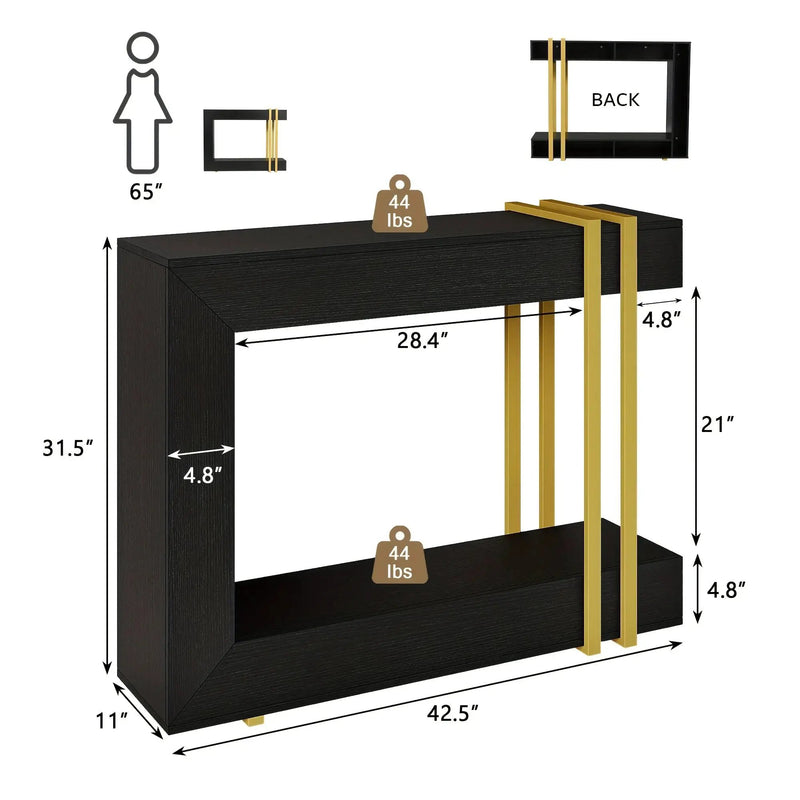 Valnase Modern 2-Tier Entry Entrance Table with Storage, Narrow Long Sofa Table Behind Couch.42.5 Inch L Console Table for Entyrway by House Of Avana