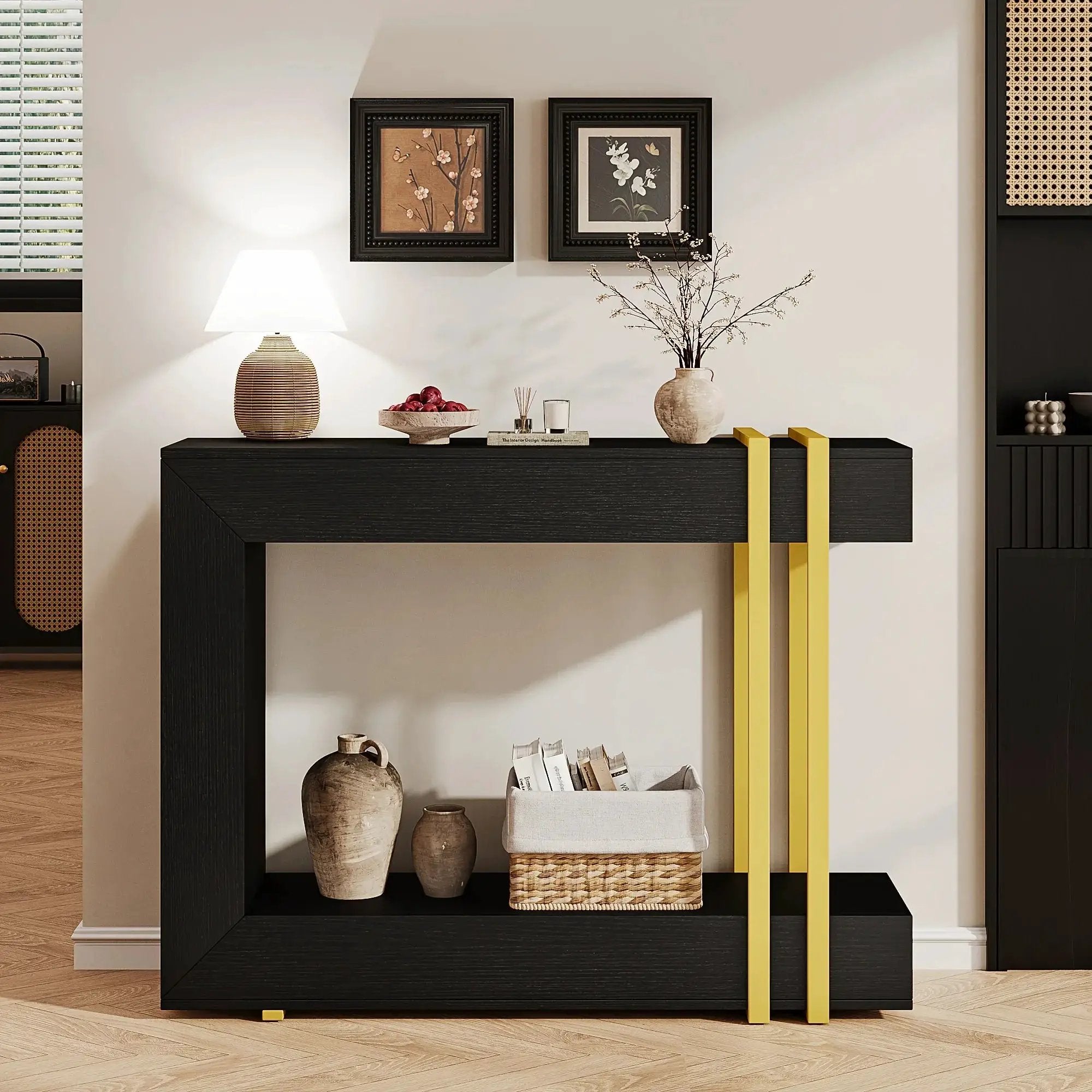 Valnase Modern 2-Tier Entry Entrance Table with Storage, Narrow Long Sofa Table Behind Couch.42.5 Inch L Console Table for Entyrway by House Of Avana