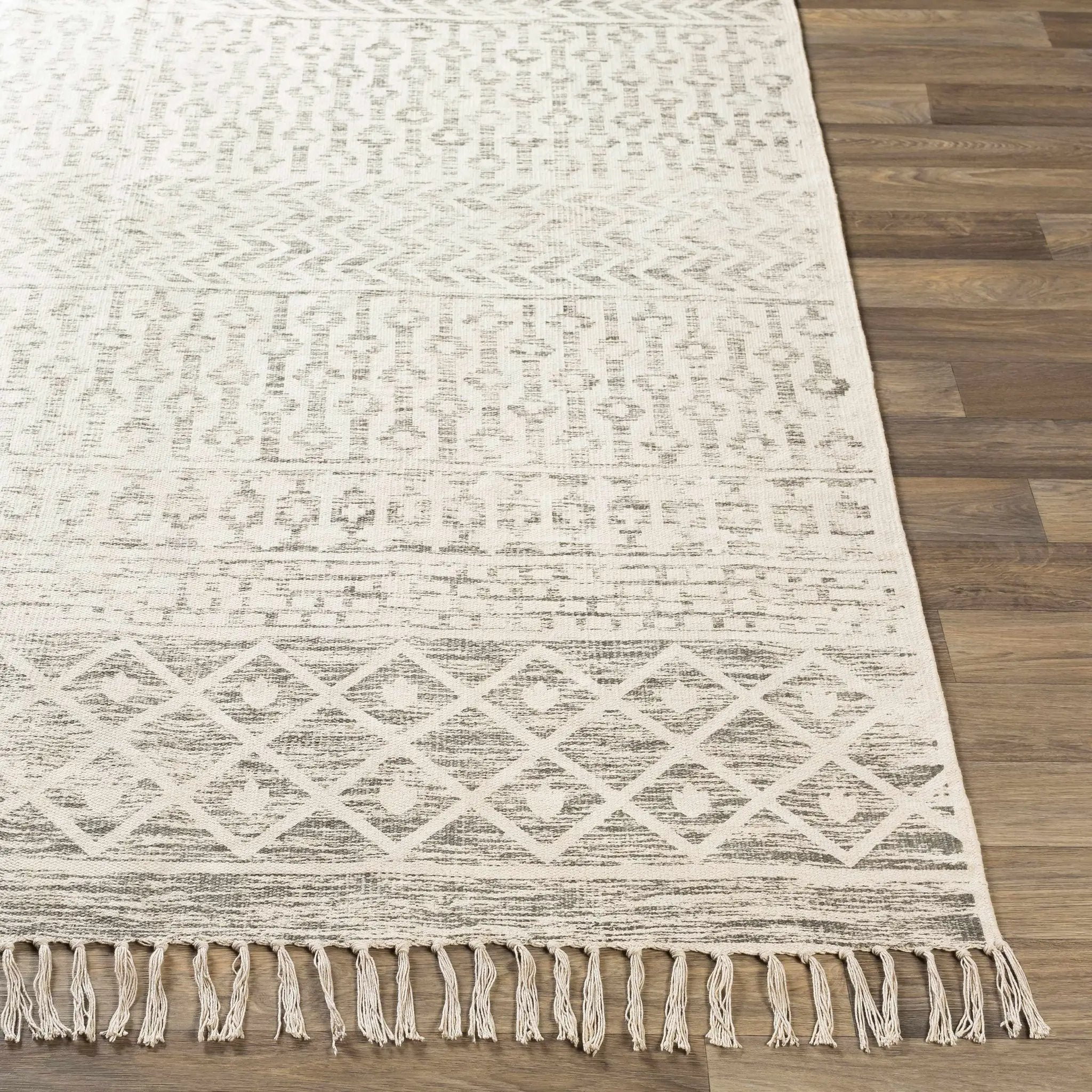 Valyermo Beige Hand Woven Cotton Rug - Clearance by Boutique Rugs