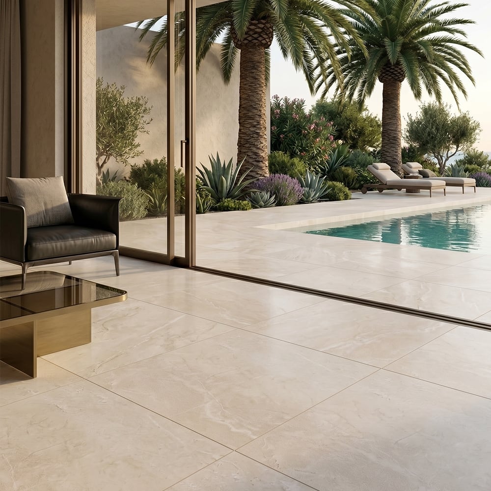 Vanilla Shadow Leather Marble Pavers 24x24 Marble Leather 24x24 Pavers — 2