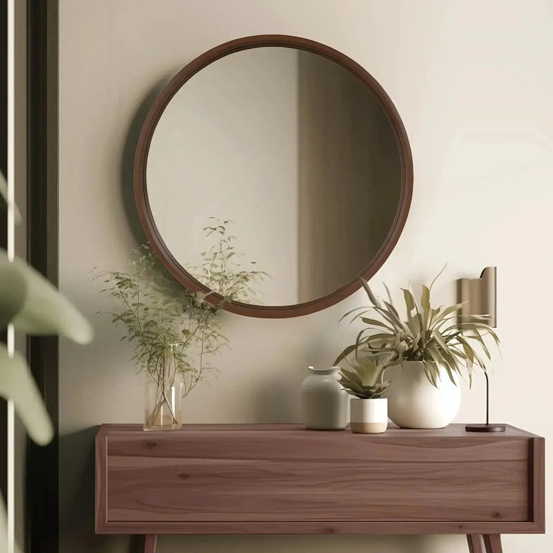 Vanity Mirror - Round Wood by House Of Avana