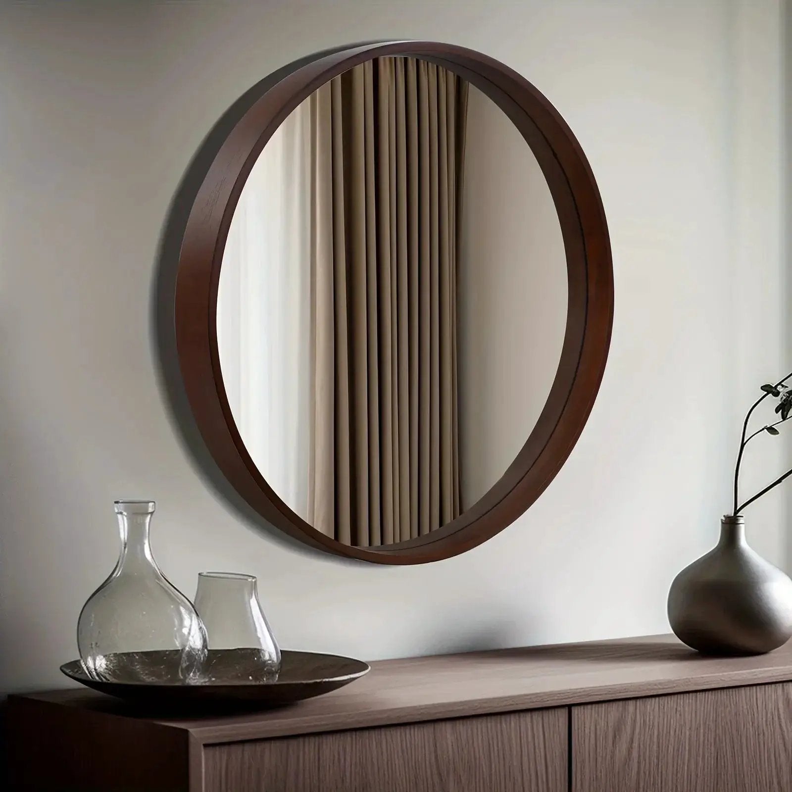 Vanity Mirror - Round Wood by House Of Avana