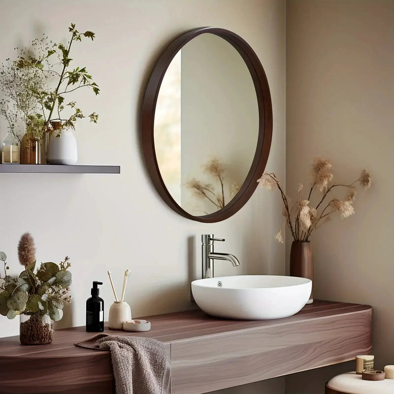 Vanity Mirror - Round Wood by House Of Avana