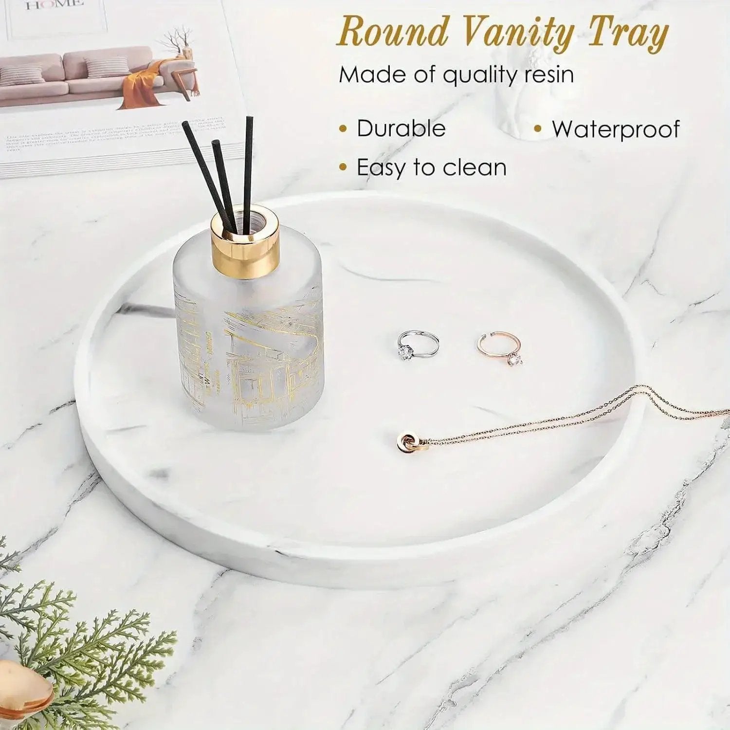 Vanity Tray - Marble Pattern 12.6 by House Of Avana