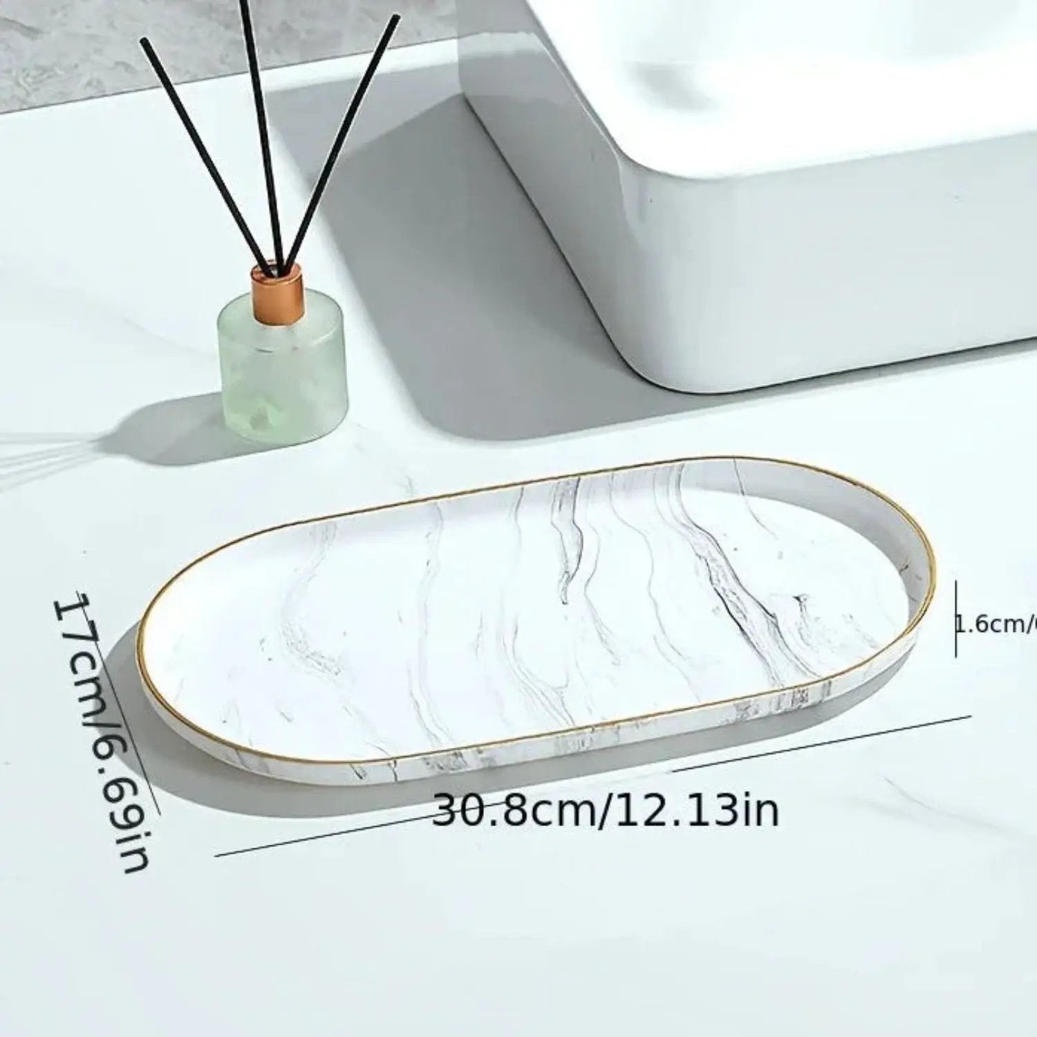 Vanity Tray - Non-Slip Marble Large by House Of Avana