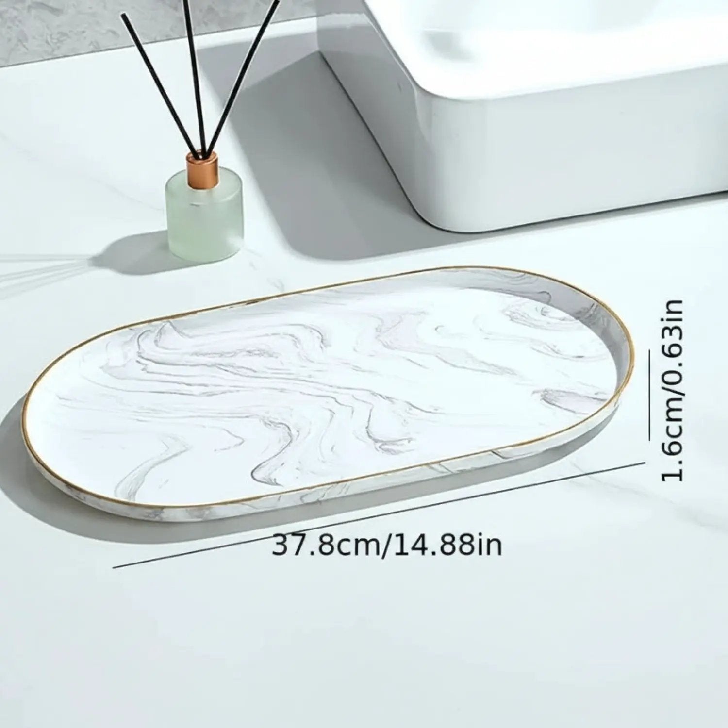 Vanity Tray - Non-Slip Marble Large by House Of Avana