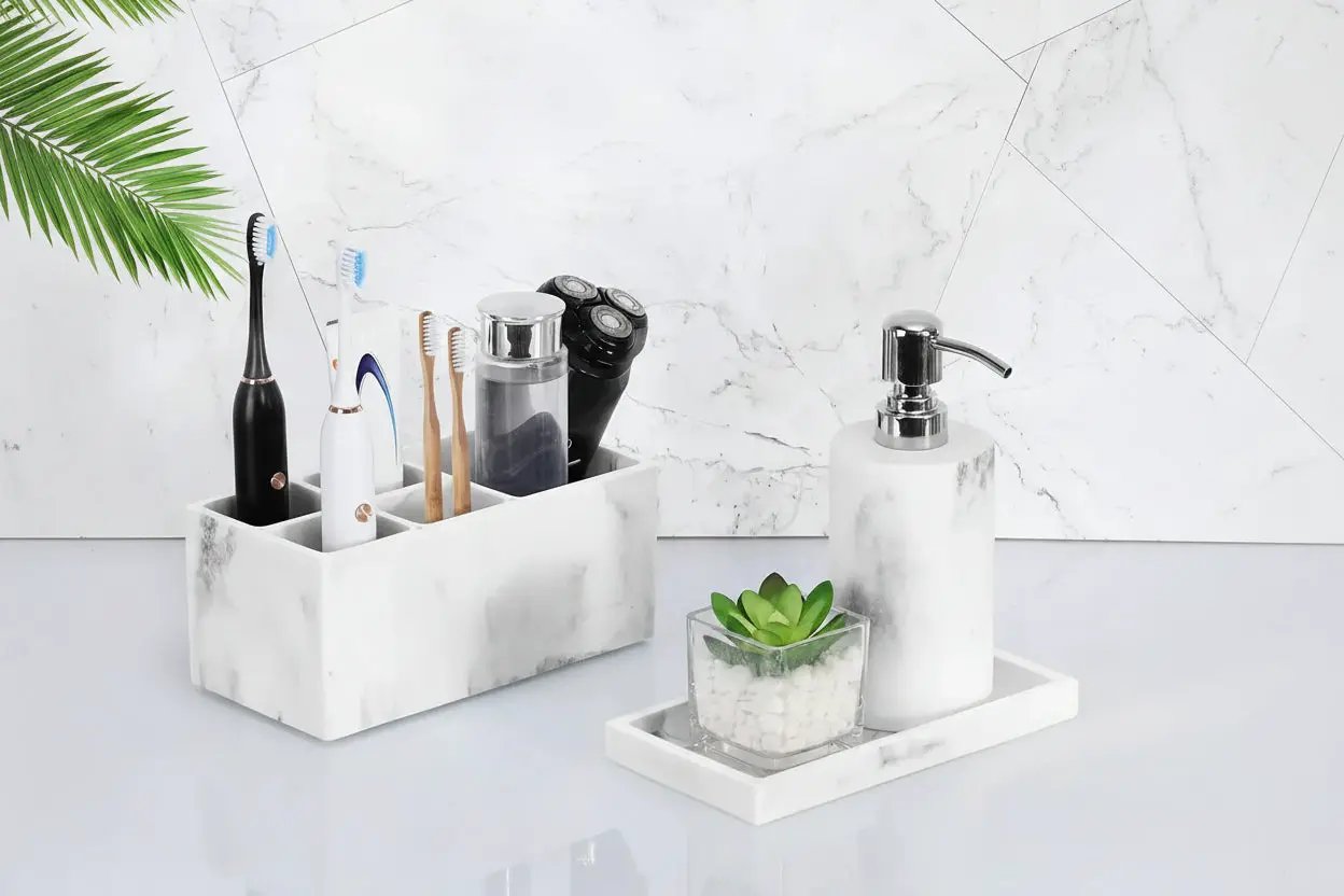 Vanity Tray - Non-Slip White Marble by House Of Avana