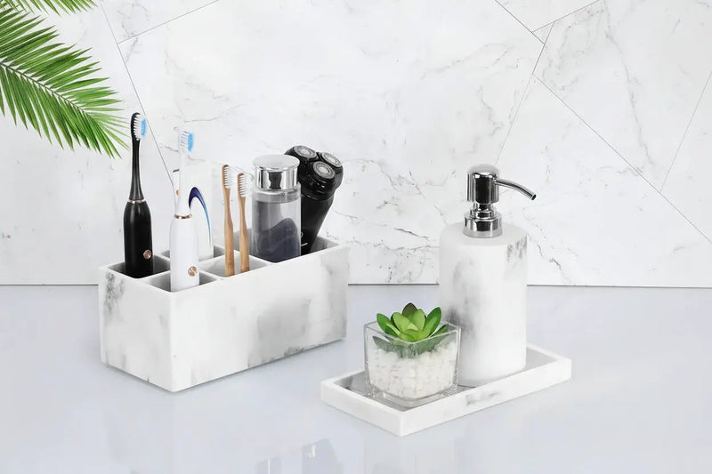 Vanity Tray - Non-Slip White Marble by House Of Avana