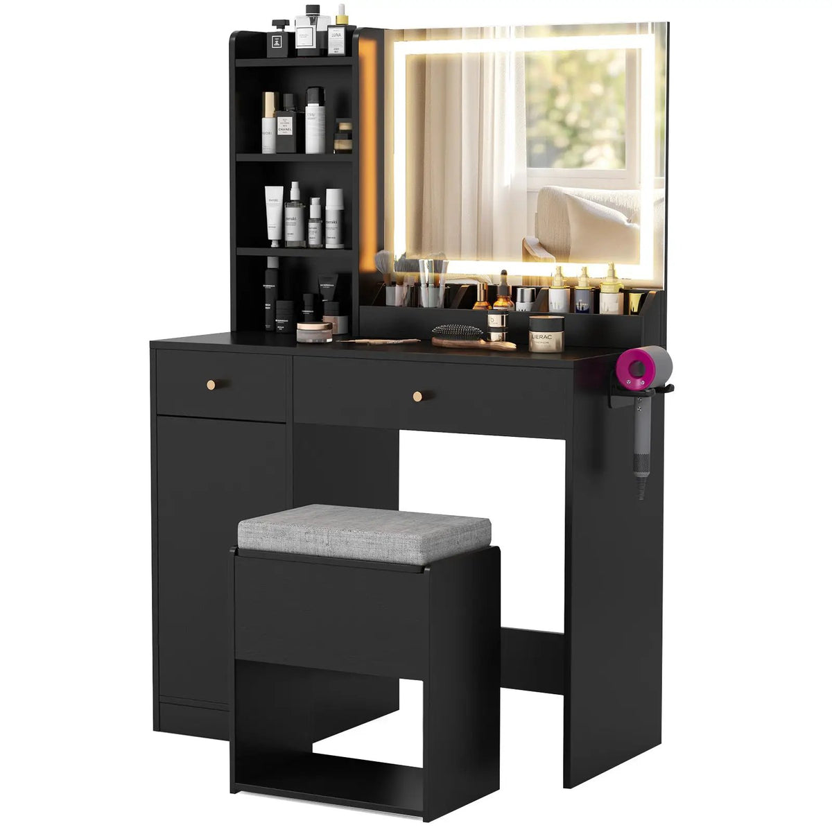 Vanity Dressing Table and Chair Set with Mirror and Lights, photo 9 of 9