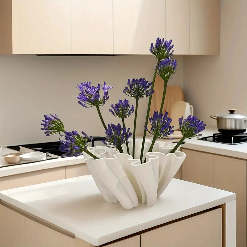 Vase - 3D Geometric Ceramic White by House Of Avana