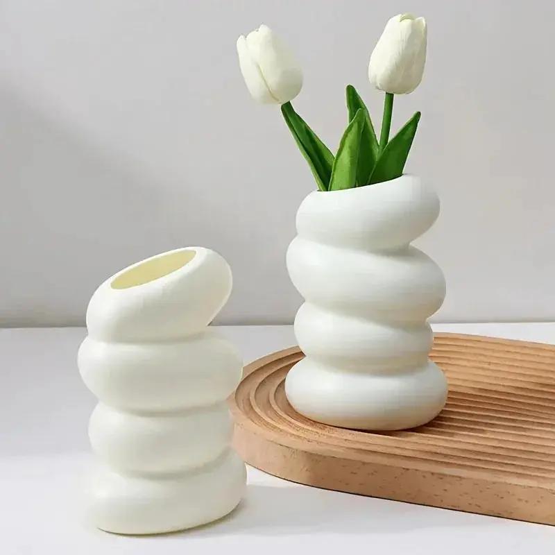 Vase - Contemporary White Spiral by House Of Avana