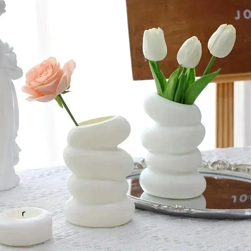 Vase - Contemporary White Spiral by House Of Avana