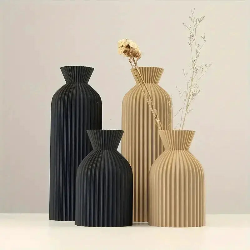 Vase - Decorative Black Plastic by House Of Avana