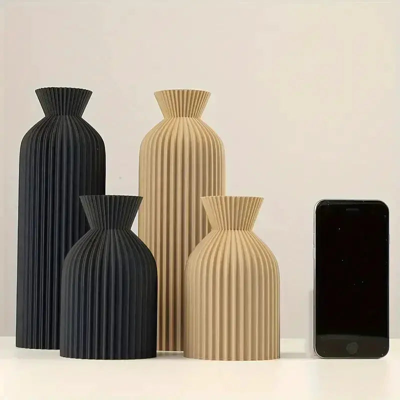 Vase - Decorative Black Plastic by House Of Avana