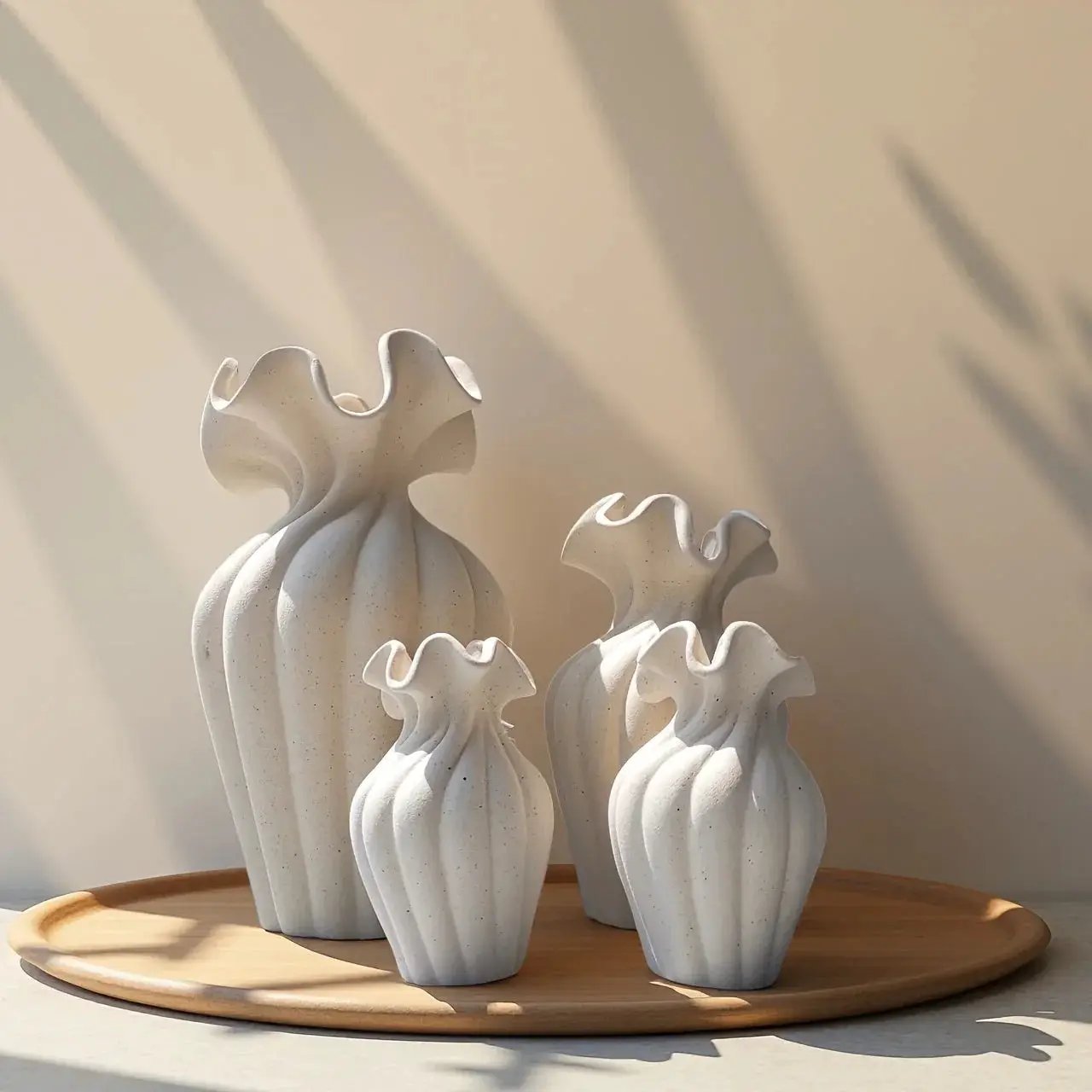 Vase - Decorative Ceramic White Set by House Of Avana
