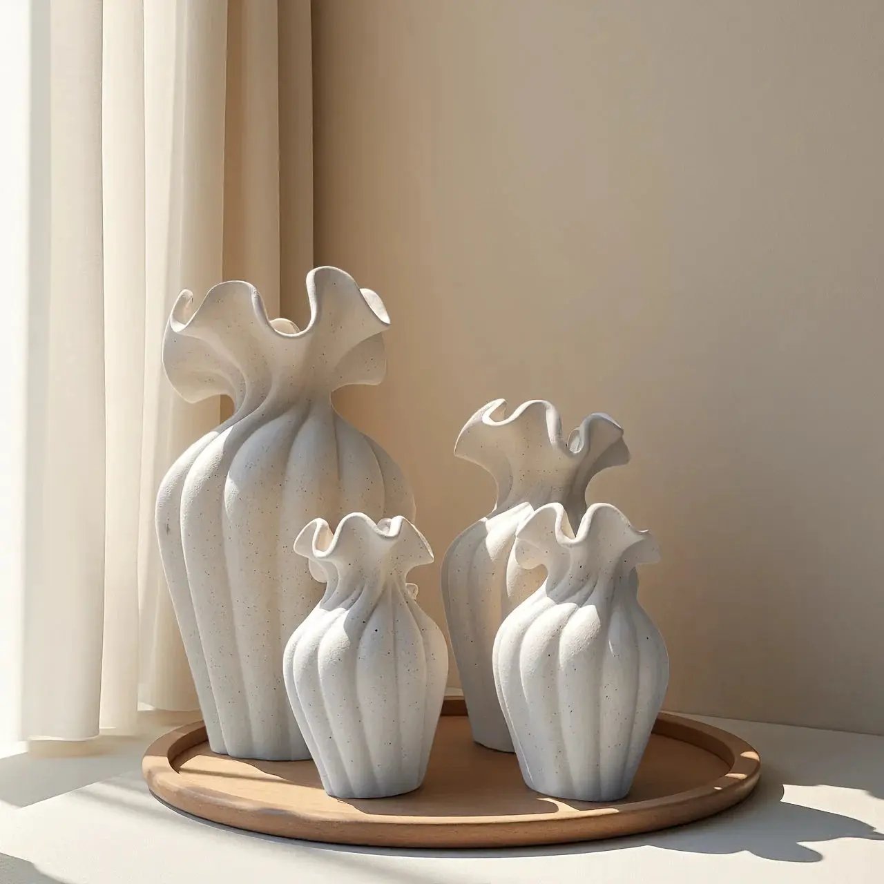 Vase - Decorative Ceramic White Set by House Of Avana