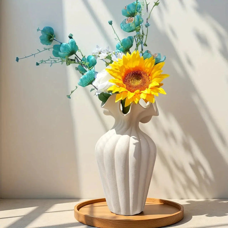 Vase - Decorative Ceramic White Set by House Of Avana