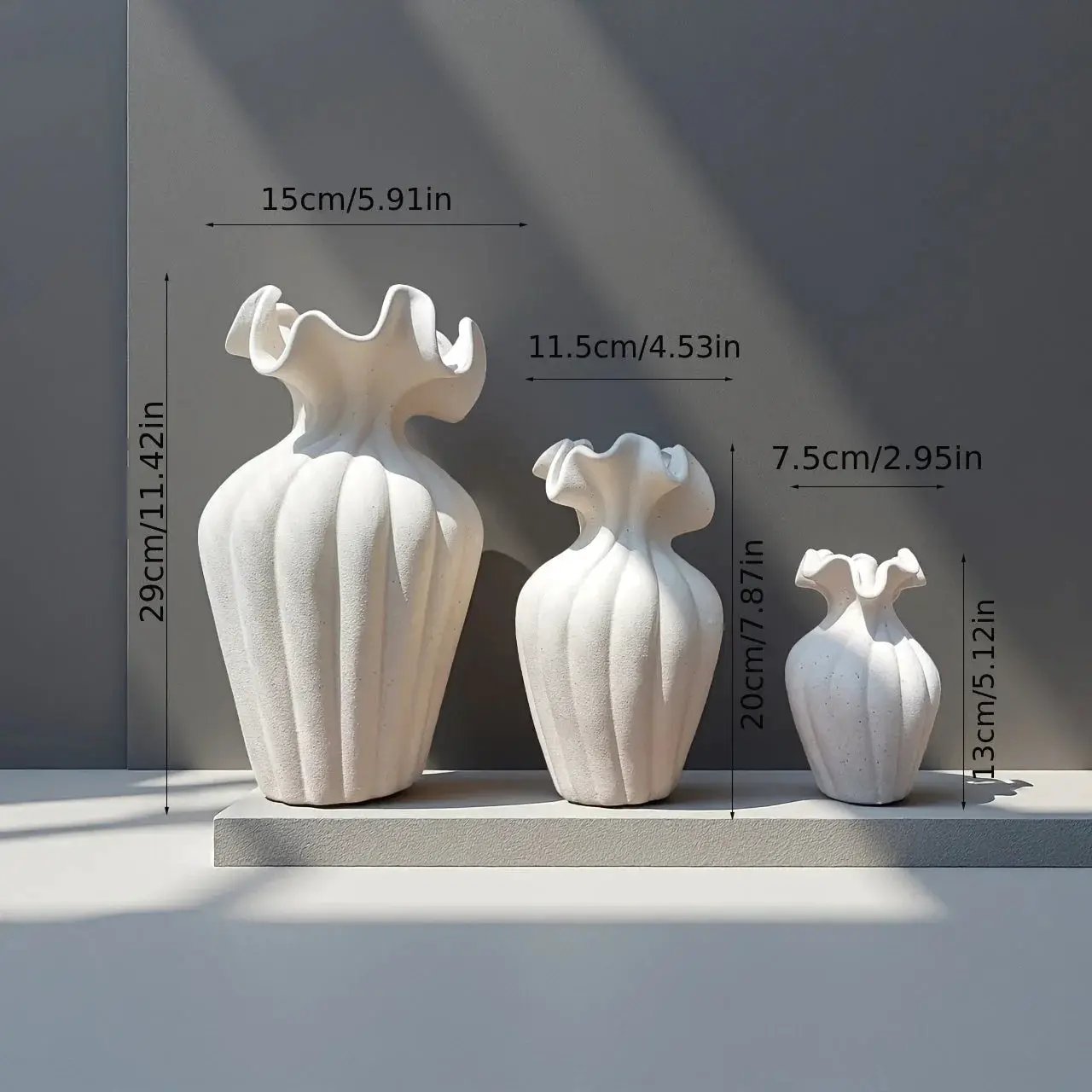 Vase - Decorative Ceramic White Set by House Of Avana