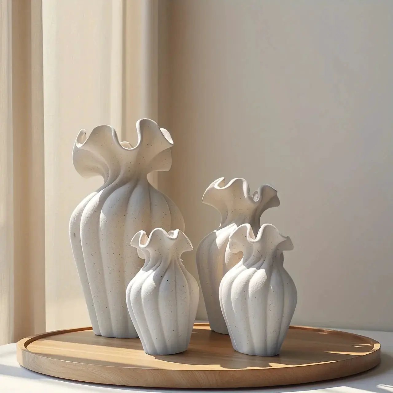 Vase - Decorative Ceramic White Set by House Of Avana
