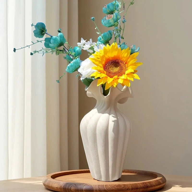 Vase - Decorative Ceramic White Set by House Of Avana