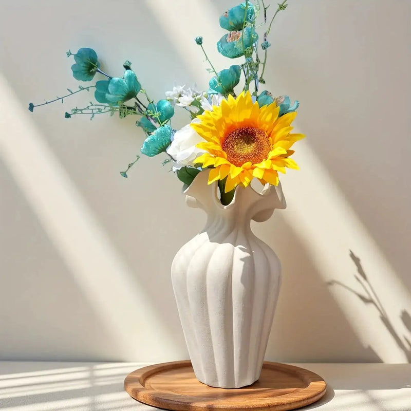 Vase - Decorative Ceramic White Set by House Of Avana
