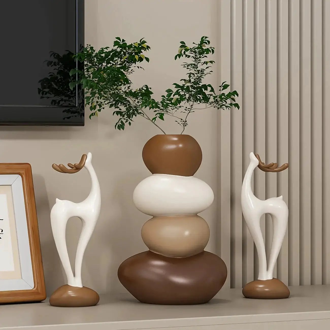 Vase - Decorative Stacked Stone 3 Layered by House Of Avana