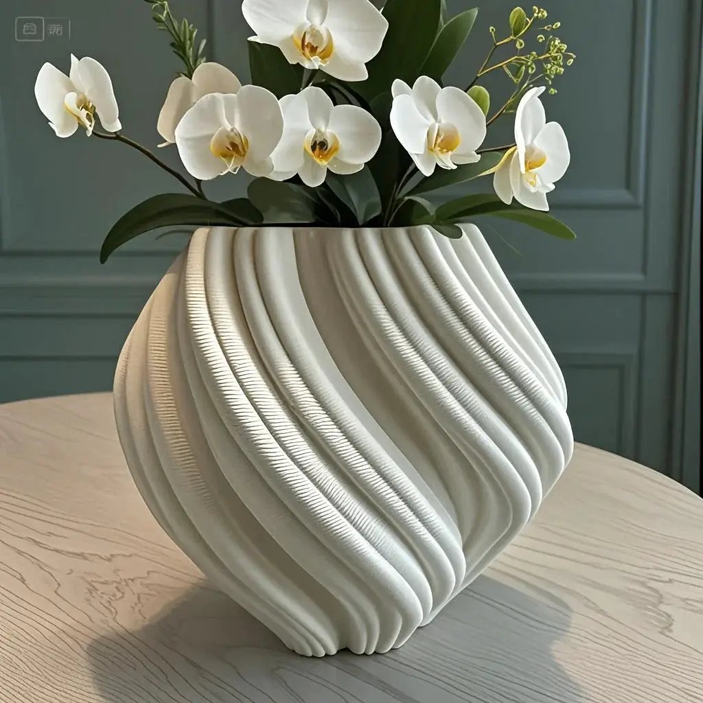 Vase - Geometric Ceramic White by House Of Avana